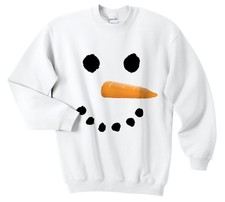 Snowman Face Christmas Sweater Jumper Sweatshirt Top Funny Ugly Snow Xmas 