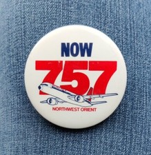 Vintage 2.5" Northwest Orient | NOW Boeing 757 Promo Pinback Button Airplane Jet