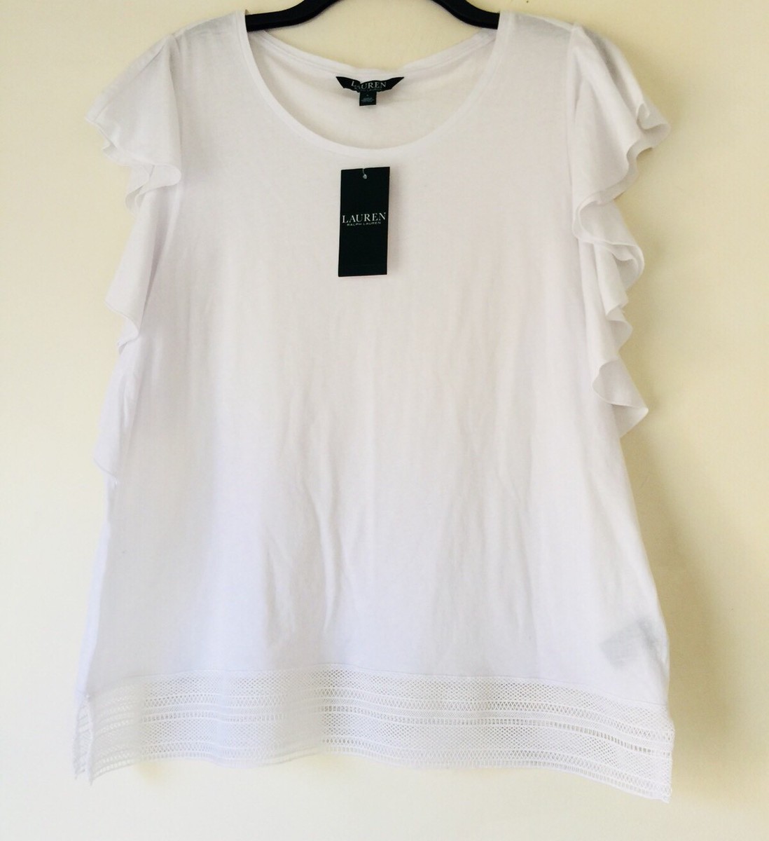 Lauren Ralph Lauren Flutter Sleeve Tee. Size L. | eBay