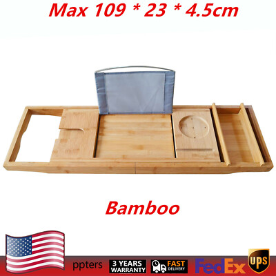 Bathtub Caddy Tray Bamboo Bath Tray Table Over the Tub Shelf+ Bath Rack Holder