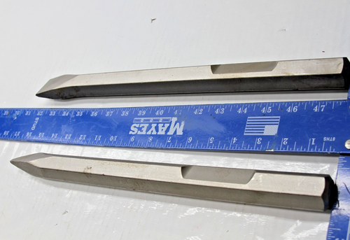 2er Set Presslufthammer Sechskant 1-1/8 Zoll Flachmeißel & Spitze Bit 16 Zoll lang