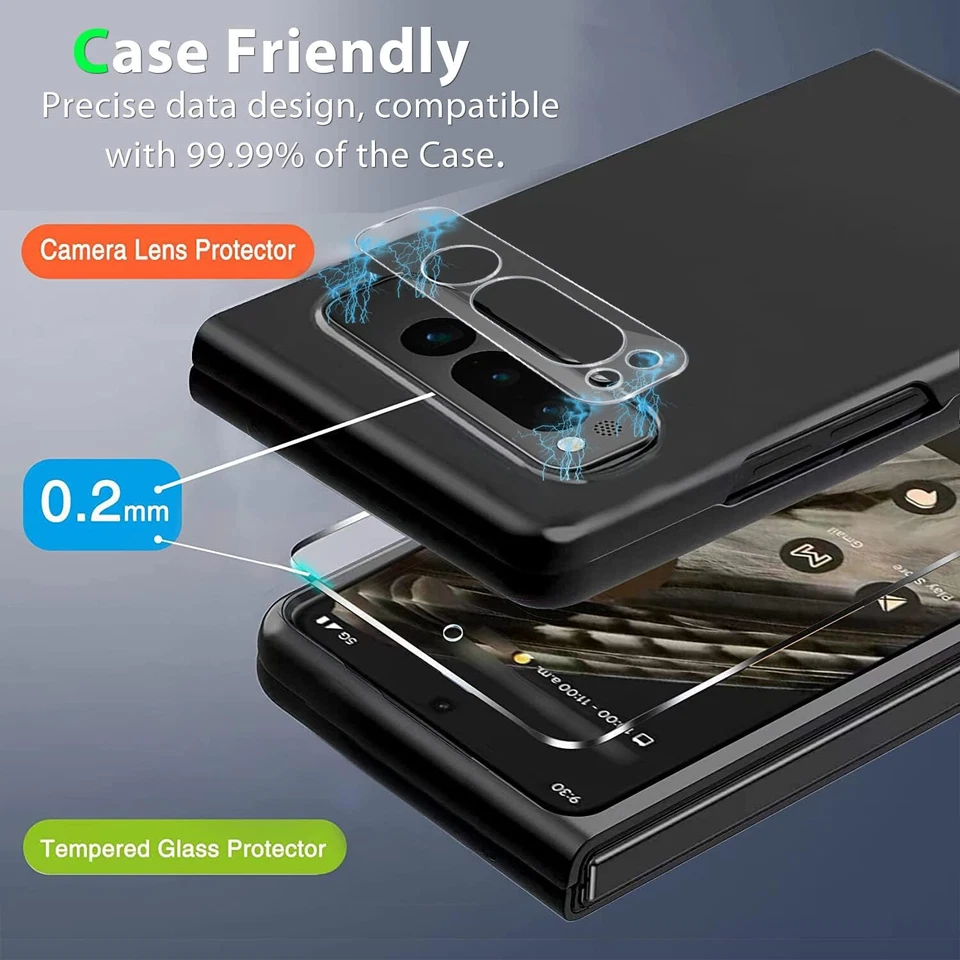 Outer Tempered Glass+Back Camera Lens Screen Protector for Google Pixel Fold 5G - Image 3 of 4