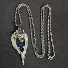 Glow in Dark Wolf King Luminous Pendant with 24" Metal Necklace