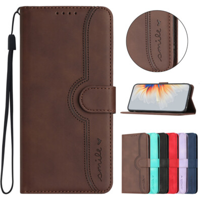 For Samsung Galaxy S24 S23 Ultra S22 S21 FE S10 Solid Color Leather Phone Case