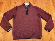 Marine Layer Corbet Reversible Quilted MD Pullover Logo Ladies Medium Red Cream