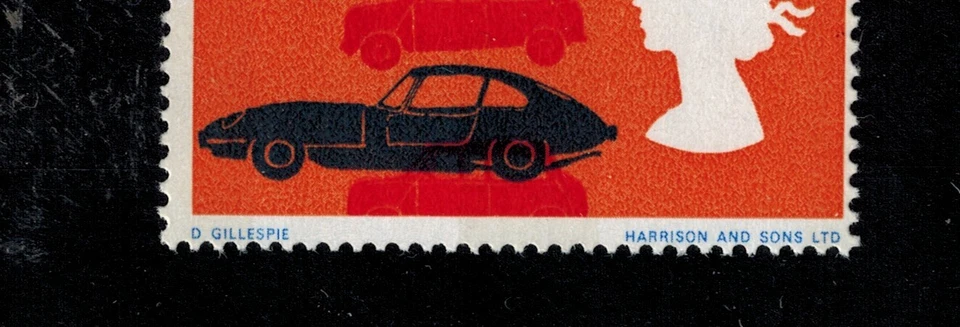  1966 BRITISH TECHNOLOGY SG 704p 6d ошибка черный автомобиль имеет значительное падение + отсутствует красный - Изображение 2 из 2