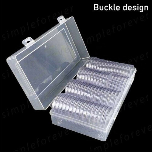 100pcs Coin Storage Box Case Capsules Holder Clear Plastic Round 20/25/27/30mm - Picture 6 of 12
