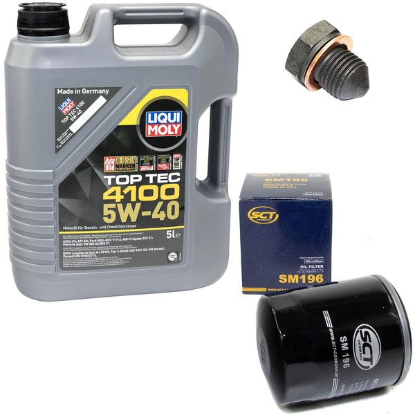 MotoröL Set 5W-40 5 Liter + ÖLfilter SM 196 + Schraube FüR Seat Arosa Skoda VW-image