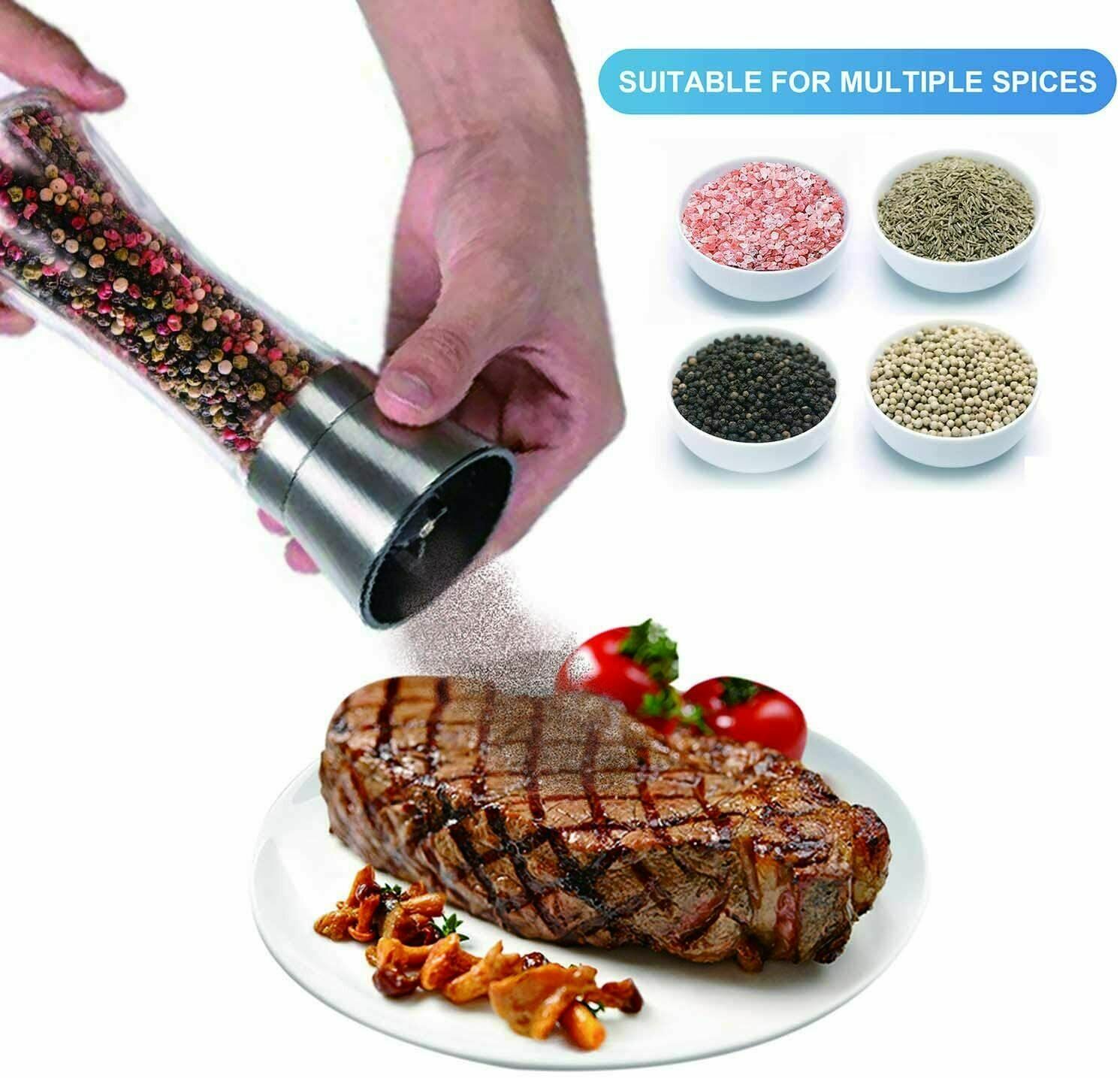 2 X Spice Mill Set Himalayan Salt 190g Rainbow Peppers 85g 