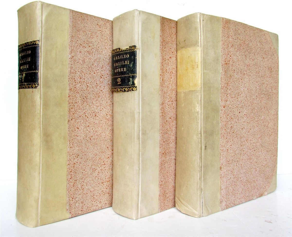 1718 GALILEO GALILEI 3 volumes OPERE illustrated VELLUM BOUND
