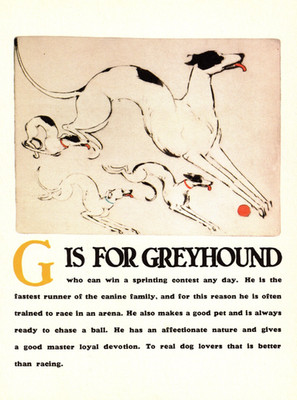 Vintage Greyhound Print Letter G Alphabet ABC Print Wall Art Decor 6929f
