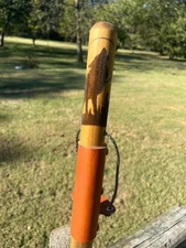 Howling Wolf, Natural Earth Tones Poplar Wood Walking Stick Hiking Staff