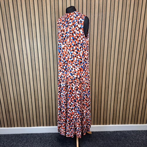 Phase Eight Maxi Dress Blue Red UK 14 Flare Jersey High Neck - Picture 6 of 12