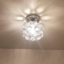 Modern Semi Flush Mount Ceiling Light Fixture, Mini Crystal Chandelier Light Fix