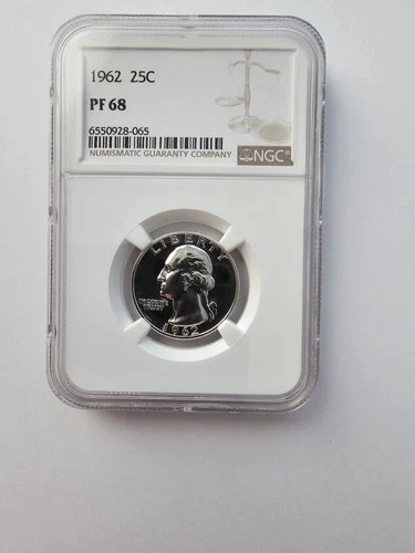 SILVER 1962 PF68 P MINT WASHINGTON QUARTER NGC GRADED 25C 90% AG COIN!