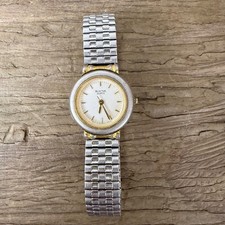 Vintage Bulova 90E38 Women Wristwatch Two Tone Gold Silver Expansion Band Quartz