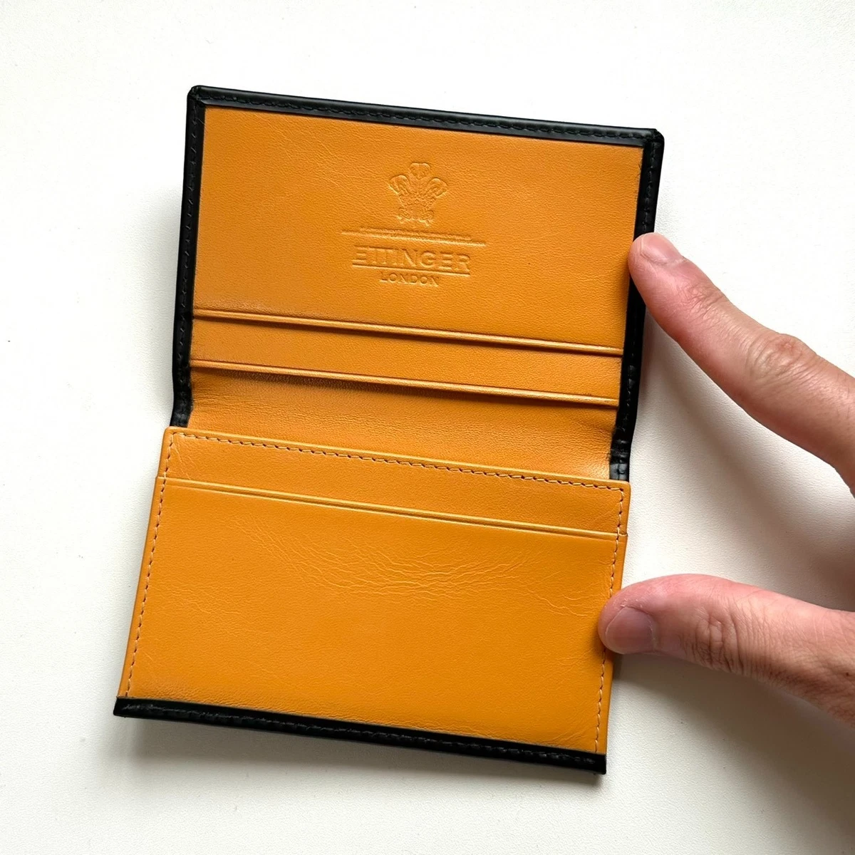 【要修理】ETTINGER ケース black x yellow ETTINGER Business Card Holder Card Case Black × Yellow Leather | eBay