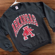 Vintage 90s University Of Arkansas Razorbacks Graphic Sweatshirt Size Large USA