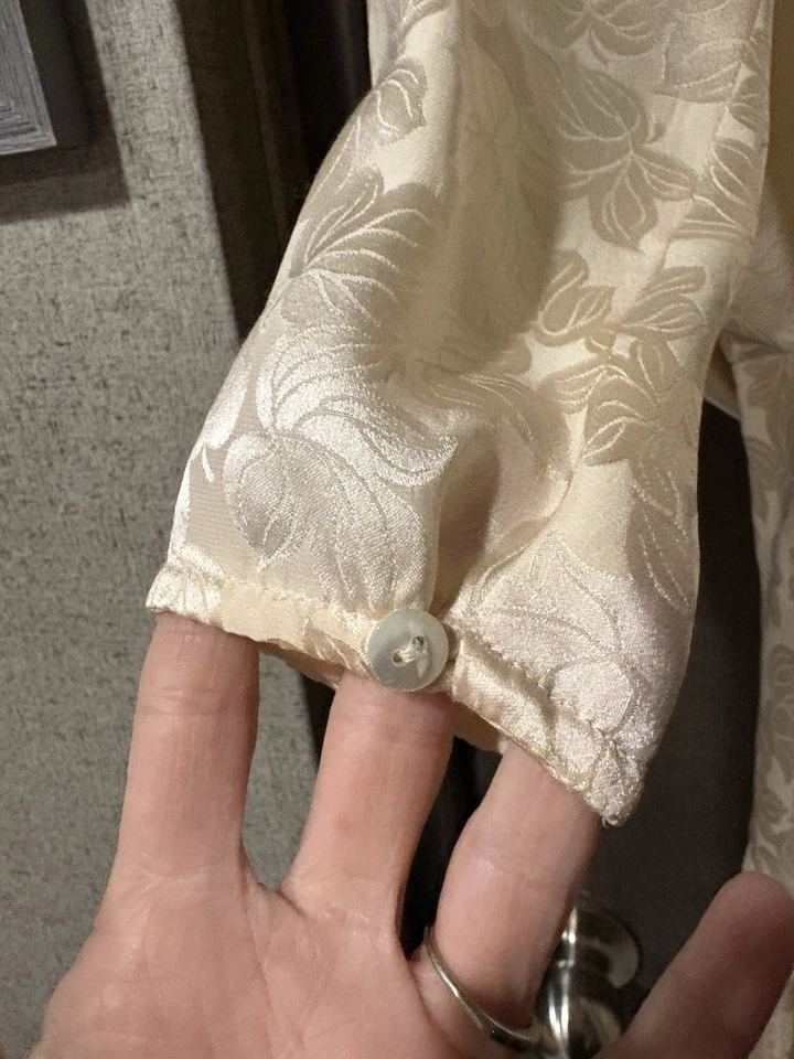 Vestido midi vintage años 80 Argenti Petite para mujer 100 % seda con lazo a la cadera marfil talla 2 Foto 4 de 4