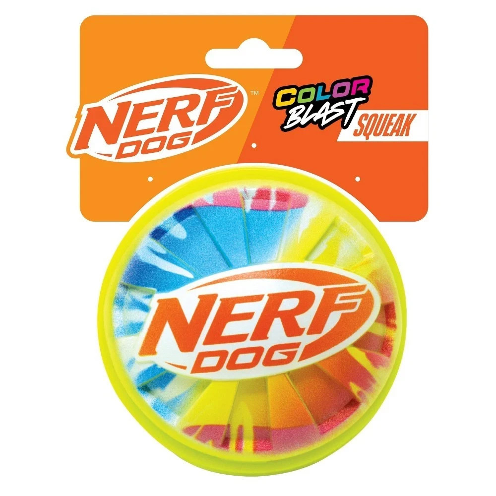 NERF TPR Color Blast Squeak and Crunch Ball Dog Toy Medium/L