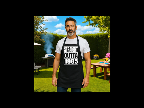40th Birthday BBQ Cooking Kitchen Apron 40 Years Old Born Straight Outta 1985 - Video 1 of 1