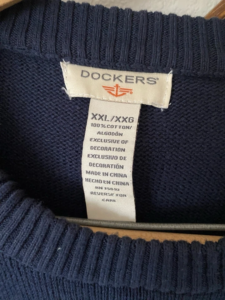 Suéter Pullover Dockers Vintage Años 90 Talla XXL Tejido Fair Isle Moose Nórdico Azul Marino Foto 2 de 4