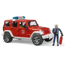 1/16 Jeep Wrangler Rubicon Fire Vehicle With Fireman By Bruder 2528