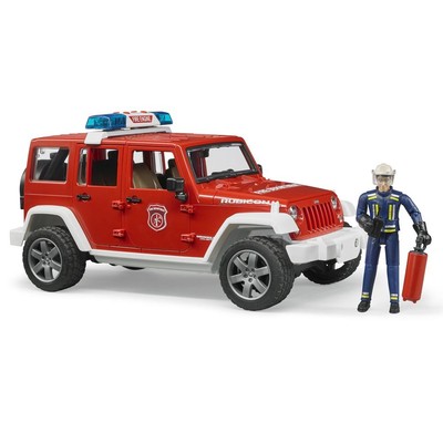 1/16 Jeep Wrangler Rubicon Fire Vehicle With Fireman By Bruder 2528