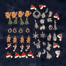 50 piece beautiful Christmas charms  for jewelry making Random Mix
