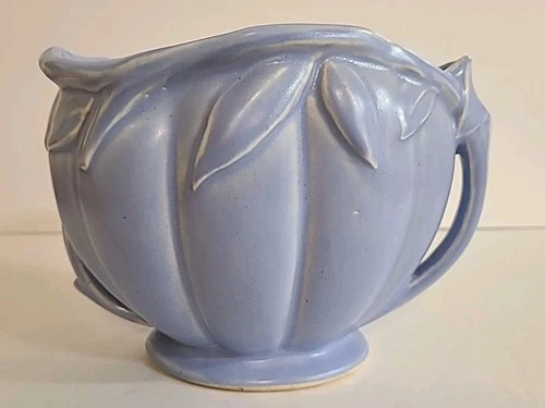 NELSON McCOY POTTERY Baby Blue LILY BUD VASE Two Handled