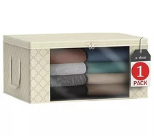 Sorbus Foldable Storage Organizer Bag with Clear Window & Handles – Beige