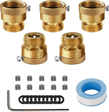 5 Pack Lead-Free Brass 3/4" Inch MHT Hose Bibb Connector Backflow Preventer Vac