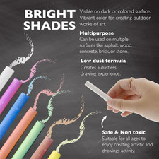 BAZIC Colored 12 Pcs White 12 Pcs Chalk Premium Chalkboard Eraser Bun...