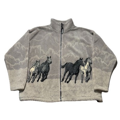 ジャケット・アウター PALACE HORSES JACKET BLACK / GREY Ssize Vintage Black Mountain Fleece Wild Horses All Over Print Zip