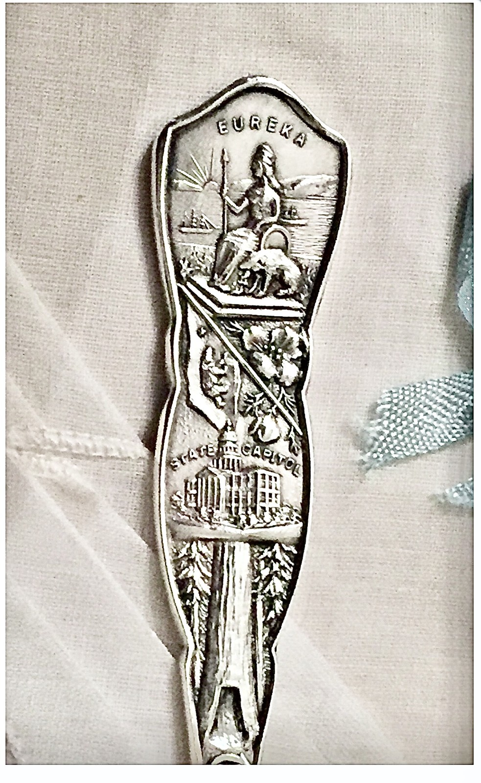 Silver Souvenir Spoon California State Capitol Cliff House Sutter's Mill Eureka