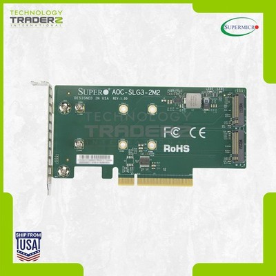 Supermicro AOC-SLG3-2M2 Dual M.2 NVMe PCIe 3.0 x8 Adapter Low Profile