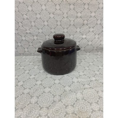Vintage Brown Stoneware Casserole Dish with Lid Kitchen Serving Baking Pot 5''