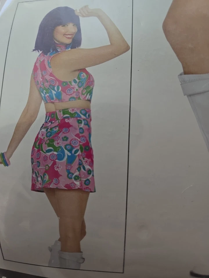 Groovy Hippie Girl 60's Retro Dress/Belt Halloween Costume Womens XL 160-180 LB - Image 4 of 4