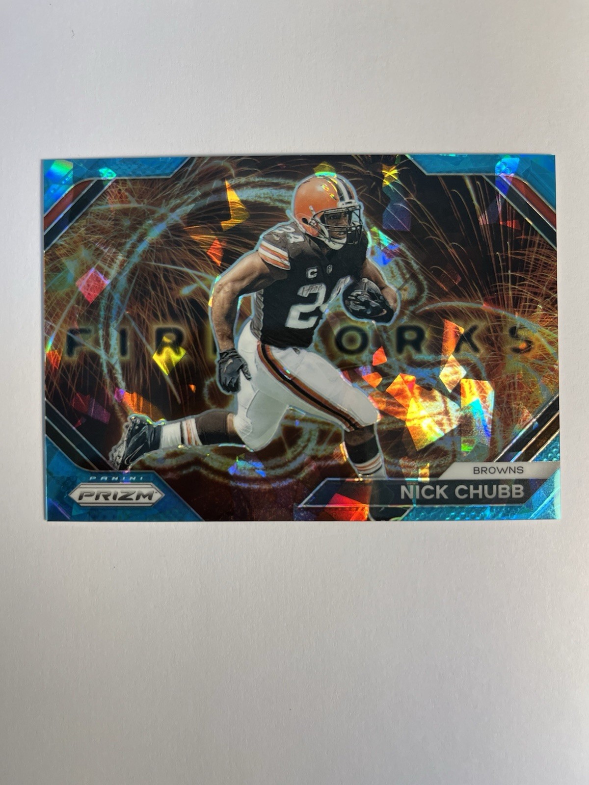 2023 Panini Prizm Fireworks Blue Ice Prizm /99 Nick Chubb #F-13‼️Rare