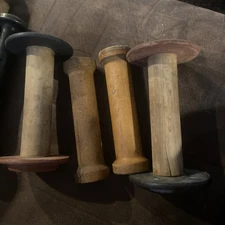 Antique Industrial Wooden Textile Thread Sewing Spool Wood 7”  (Lot Of 4 )2 Sets