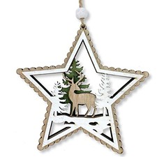 Woodland Deer Ornament - Stag in The Woods Wood Decoration