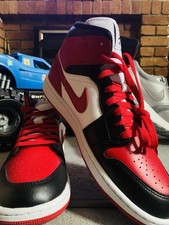 Air Jordan 1 Mid 'Alternate Bred Toe'- Black,white And Red