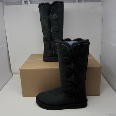 UGG Bailey Button Triplet Tall Black Sheepskin Womens Size 9 DISCONTINUED