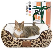 20in Leopard Rectangle Cat Dog Bed Machine Washable Sleeping Sofa