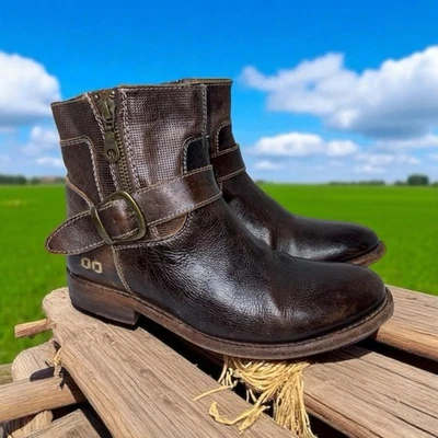 BedStu Becca Boots Women Size 7 Brown Rustic Leather Buckle Ankle Bench Made Art - Image 1 of 4