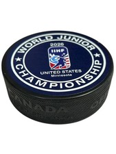 IIHF World Juniors Round Logo Hockey Puck