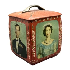 Edward Sharp & Sons 1953 Queen Elizabeth II Coronation Tin Philip Royal Souvenir
