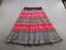 Vintage Notations Tiered Floral Boho Chic Festival A Line Elastic Skirt Size M