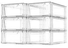 New Best 6 Pack Clear Stackable Storage Drawers, 3.95" H Easily Assemble Acrylic