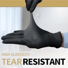100Pcs Black Thick Disposable Gloves - PVC Nitrile Latex, Food Safe, Waterproof